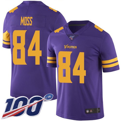 Minnesota Vikings #84 Randy Moss Purple Youth Stitched NFL Limited Rush 100th Season Jersey