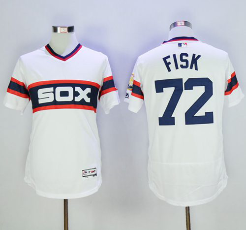 Chicago White sox #72 Carlton Fisk White Flexbase Collection Alternate Home Stitched MLB Jersey