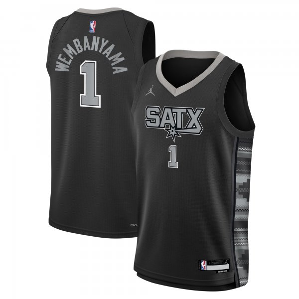 Youth San Antonio Spurs Victor Wembanyama Jordan Brand Black Swingman Jersey - Statement Edition