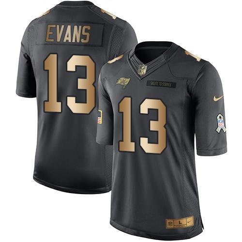 Nike Tampa Bay Buccaneers #13 Mike Evans Black Youth Stitched NFL Limited Gold Salute to Service Jersey