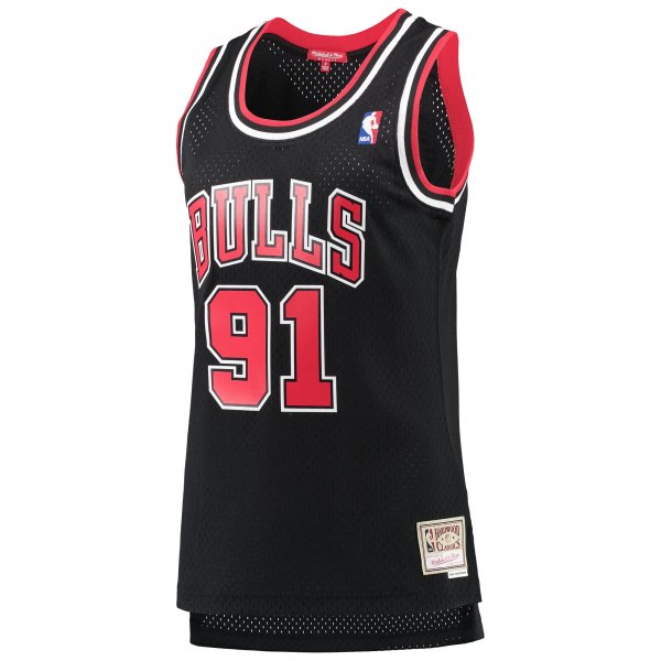 Women's Chicago Bulls Dennis Rodman Mitchell & Ness Black  Hardwood Classics Swingman Jersey