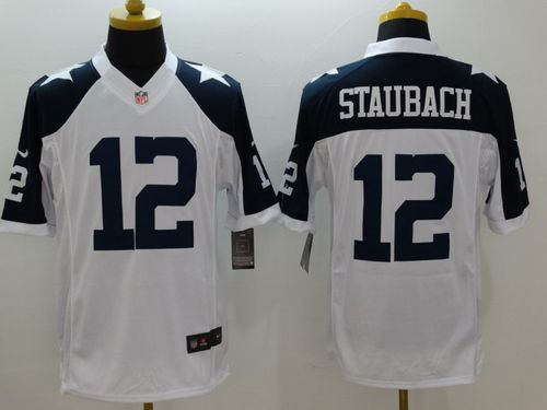 Nike Dallas Cowboys #12 Roger Staubach White Thanksgiving Throwback Men's Stitched NFL Limited Jersey