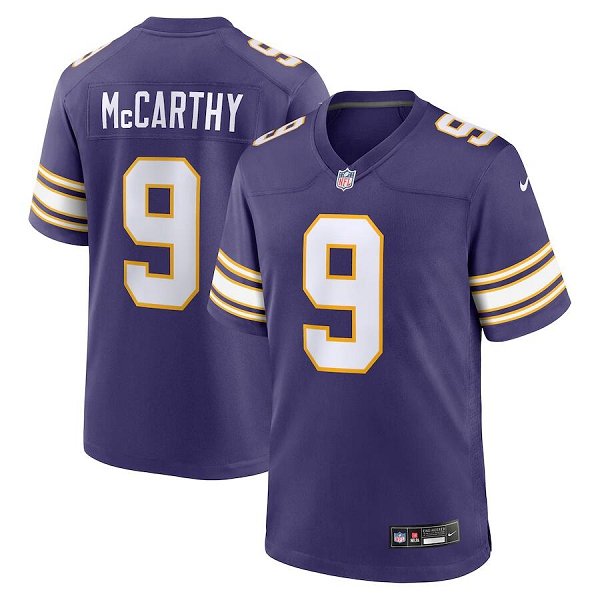 Youth Minnesota Vikings #9 J.J. McCarthy Nike Purple 2nd Alternate 2024 NFL Draft First Round Pick Player Limited Jersey