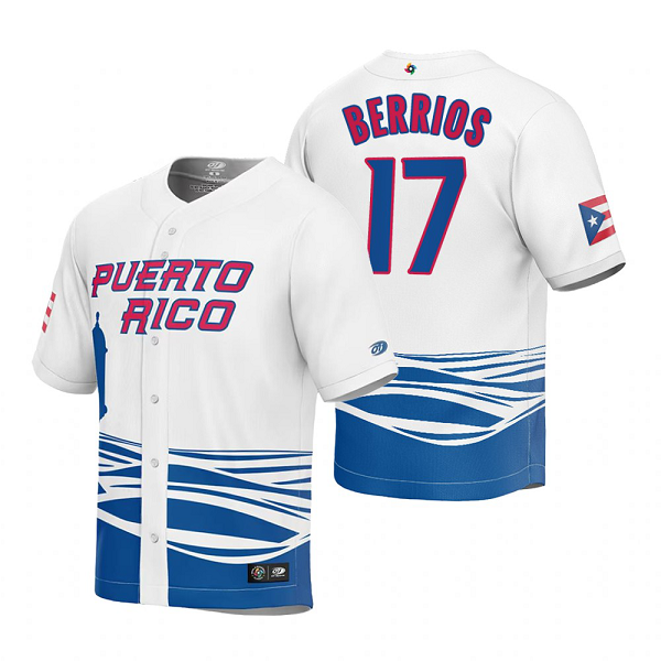 Puerto Rico Baseball Jose Berrios White 2023 World Baseball Classic Jersey WBC White Jersey