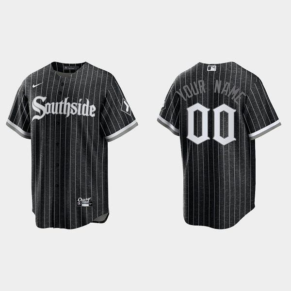 Men's Chicago White Sox Custom Black 2021 MLB City Connect Cool Base Jersey