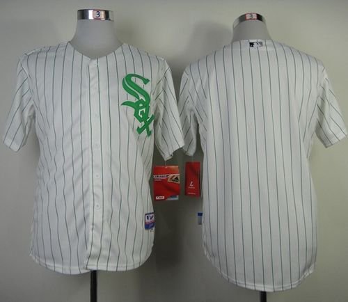 Chicago White Sox Blank White Green Strip St. Patrick's Day Stitched MLB Jersey