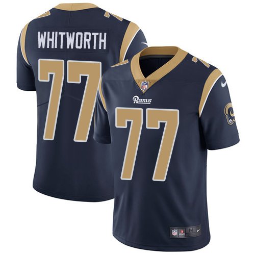 Los Angeles Rams #77 Andrew Whitworth Men's Limited Navy Blue Vapor Untouchable Home NFL Nike Jersey