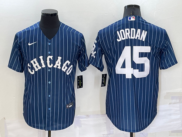 Men's Nike Chicago White Sox #45 Michael Jordan Blue Throwback MLB Cool Base Jersey