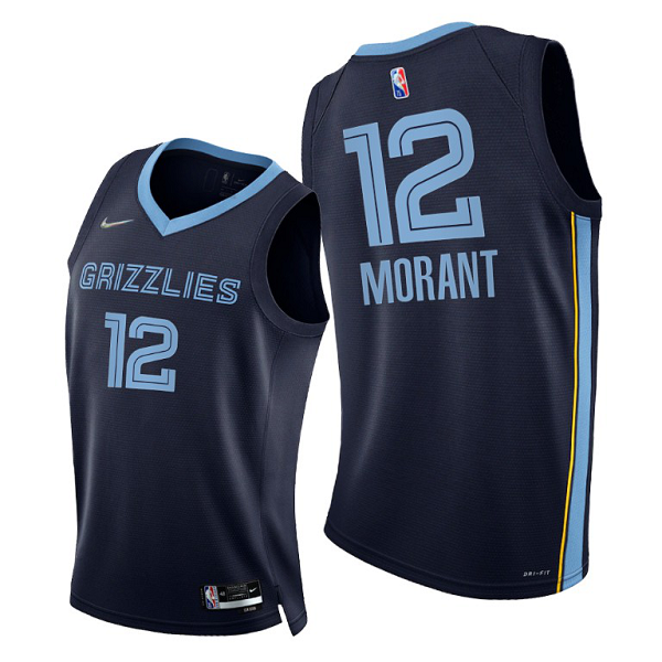 Men's Memphis Grizzlies #12 Ja Morant 2021-22 75th Diamond Anniversary Blue Icon Edition NBA Jersey