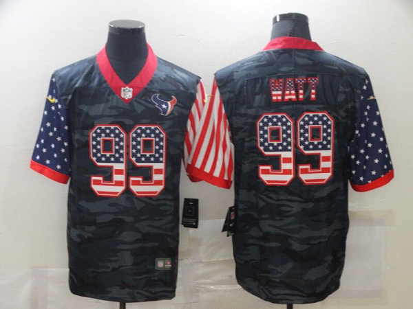 Men's Houston Texans #99 J.J. Watt USA Camo 2020 Salute To Service Stitched NFL Nike Limited Jersey