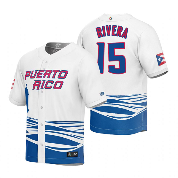 Puerto Rico Baseball Emmanuel Rivera White 2023 World Baseball Classic Jersey