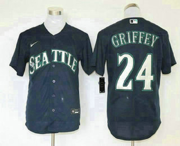 Men's Seattle Mariners #24 Ken Griffey Jr. Navy Blue Stitched MLB Cool Base Nike Jersey