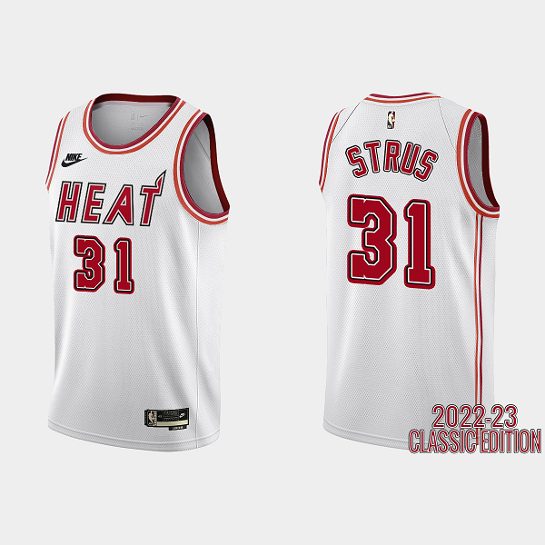 Men's Miami Heat #31 Max Strus 2022-23 Classic Edition White NBA Jersey