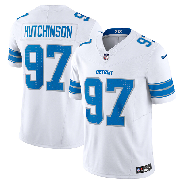 Men's Detroit Lions #97 Aidan Hutchinson Nike White Vapor F.U.S.E. Limited Jersey