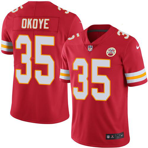 Men's Nike Kansas City Chiefs #35 Christian Okoye Red Team Color Stitched NFL Vapor Untouchable Limited Jersey