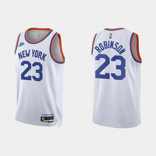 Men's New York Knicks #23 Mitchell Robinson 2021/22 Classic Edition Year Zero 75th Anniversary White NBA Jersey