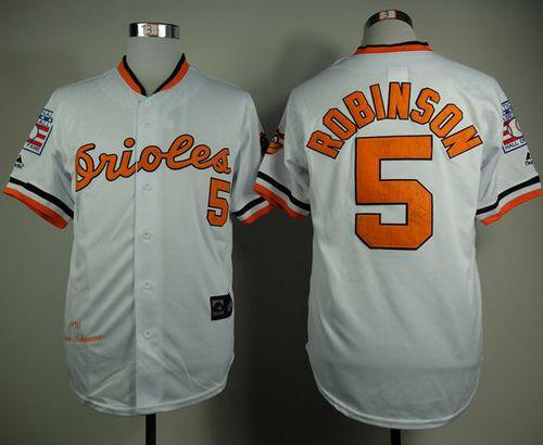 Men's Mitchell And Ness 1989 Baltimore Orioles #5 Brooks Robinson White Throwback Stitched MLB Jersey