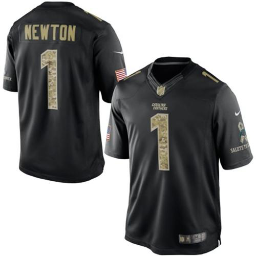 Nike Carolina Panthers #1 Cam Newton Black Men's Stitched NFL Limited Salute to Service Jersey