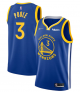 Men's Golden State Warriors #3 Jordan Poole 2022 Royal 75th Anniversary Stitched NBA Jersey