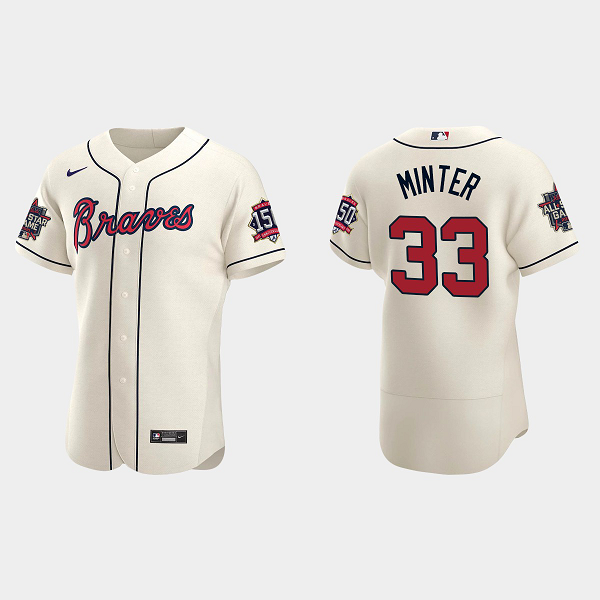 Men's Atlanta Braves #33 A.J. Minter Cream Alternate 2021 MLB All-Star Jersey