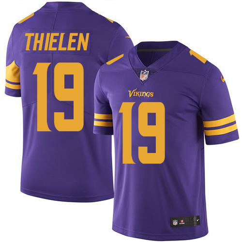 Nike Minnesota Vikings #19 Adam Thielen Purple Youth Stitched NFL Limited Rush Jersey