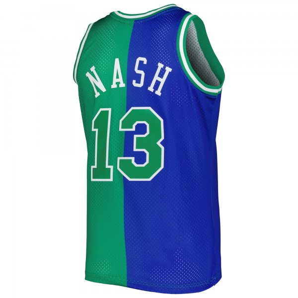 Men's Dallas Mavericks Steve Nash Mitchell & Ness Blue/Green Hardwood Classics 1998/99 Split Swingman Jersey