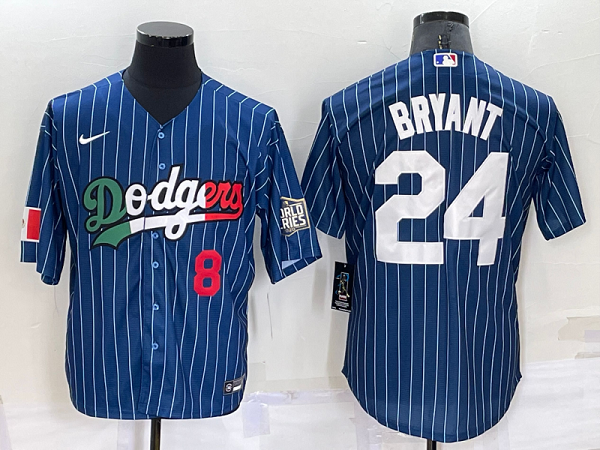 Men's Nike Los Angeles Dodgers #24 Kobe Bryant Blue Mexico World Series Throwback Stitched Cool Base Jersey