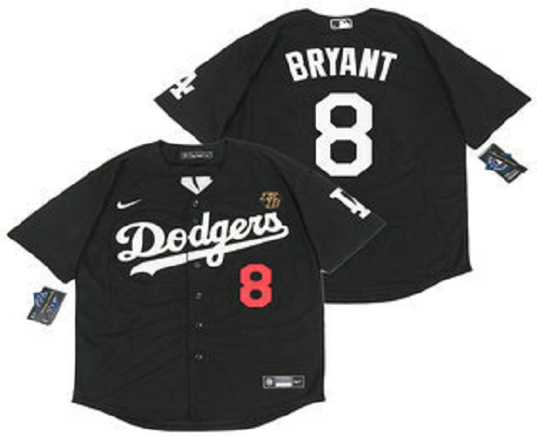 Men's Los Angeles Dodgers #8 Kobe Bryant Black With KB Patch Stitched MLB Cool Base Nike Jersey