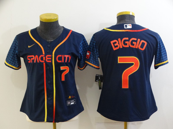 Men's Houston Astros #7 Craig Biggio 2022 City Connect Cool Base Navy MLB Jersey