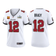 Women's Buccaneers #12 Tom Brady Super Bowl LV White Captain Patch Game Jersey