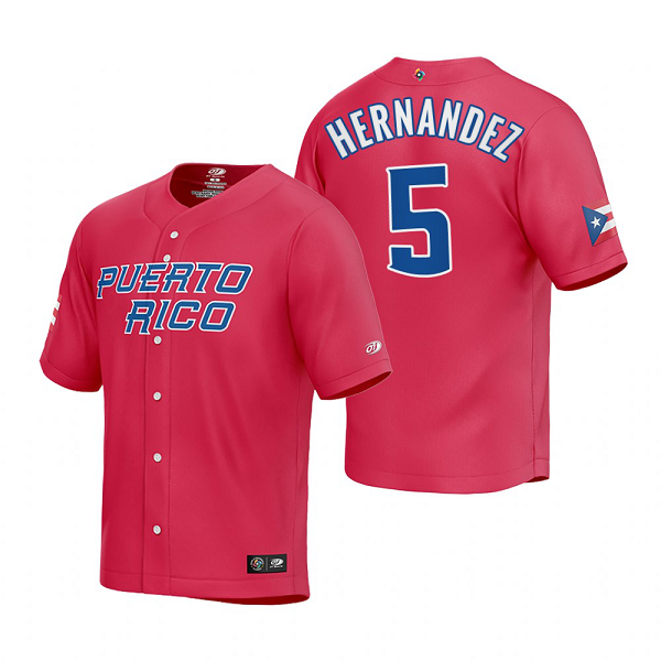 Puerto Rico Baseball Enrique Hernandez Red 2023 World Baseball Classic Jersey Puerto Rico Baseball Red Jersey