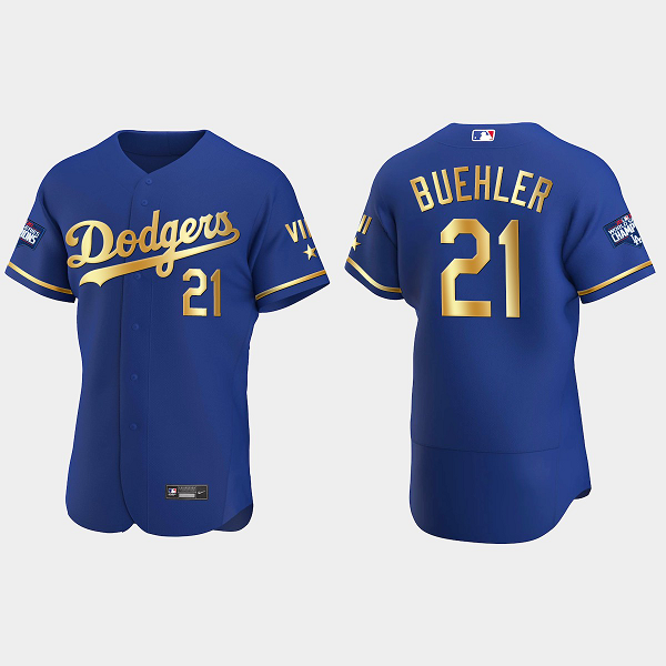 Walker Buehler Los Angeles Dodgers 2021 Gold Program World Series Champions MLB Coolbase Jersey - Royal