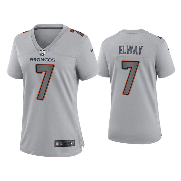 WoMen's Denver Broncos John Elway Gray Atmosphere Fashion Game Jersey