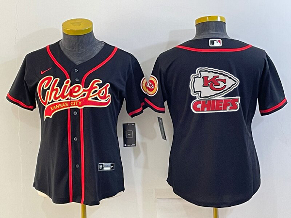 Women's New Kansas City Chiefs Blank Black Stitched Baseball Cool Base Jersey