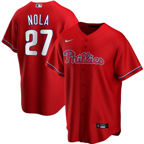 Men's Nike Philadelphia Phillies #27 Aaron Nola Red Alternate 2020 MLB Jersey