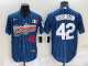 Men's Nike Los Angeles Dodgers #42 Jackie Robinson Blue Rainbow Throwback MLB Cool Base Jersey