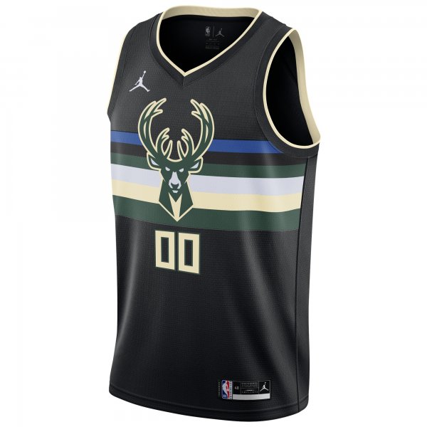 Men's Milwaukee Bucks Jordan Brand Black Swingman Custom Jersey - Statement Edition