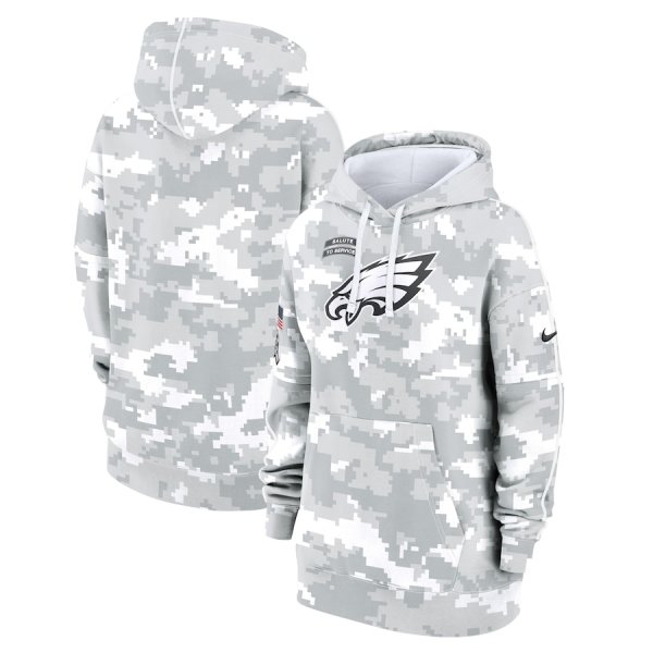 Women's Nike Arctic Camo Philadelphia Eagle 2024 Salute To Service Club Fleece Pullover Hoodie