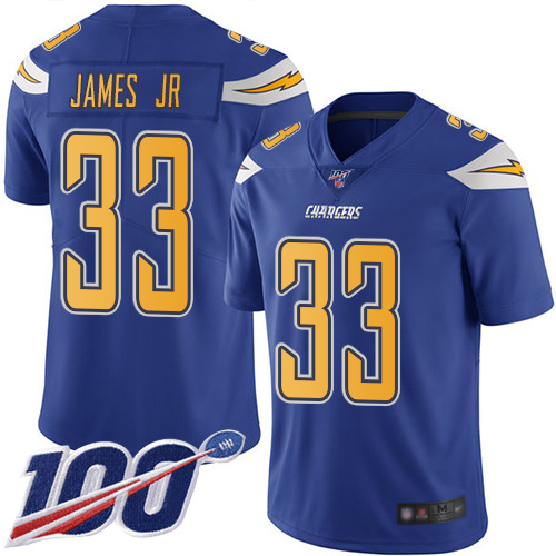 Los Angeles Chargers #33 Derwin James Jr Electric Blue Men's Stitched NFL Limited Rush 100th Season Jersey