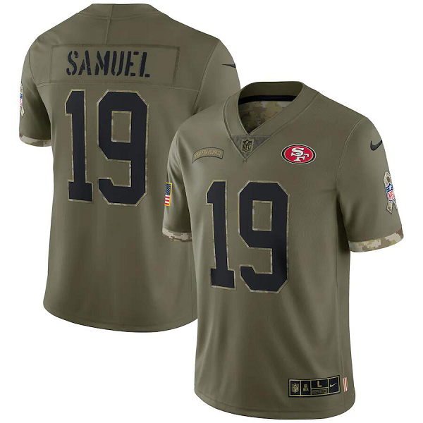 Men's Nike Deebo Samuel #19 Olive San Francisco 49ers 2022 Salute To Service Limited Jersey