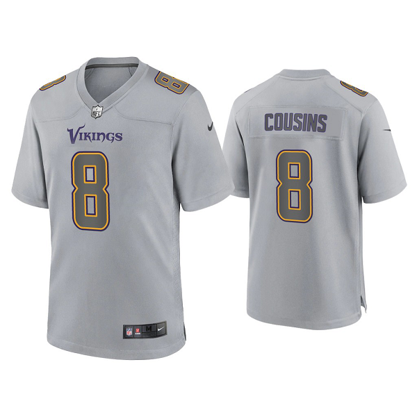 Men's Minnesota VikingsKirk Cousins Gray Atmosphere Fashion Game Jersey