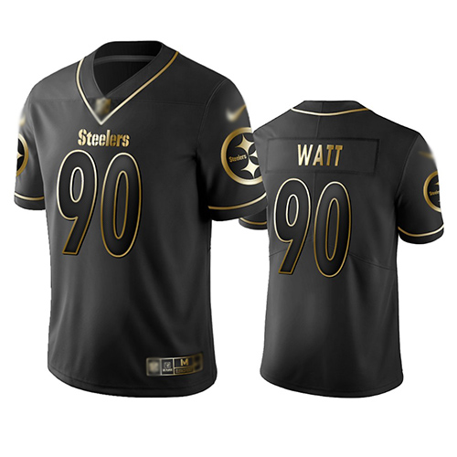 Pittsburgh Steelers #90 T. J. Watt Black Men's Stitched NFL Limited Golden Edition Jersey