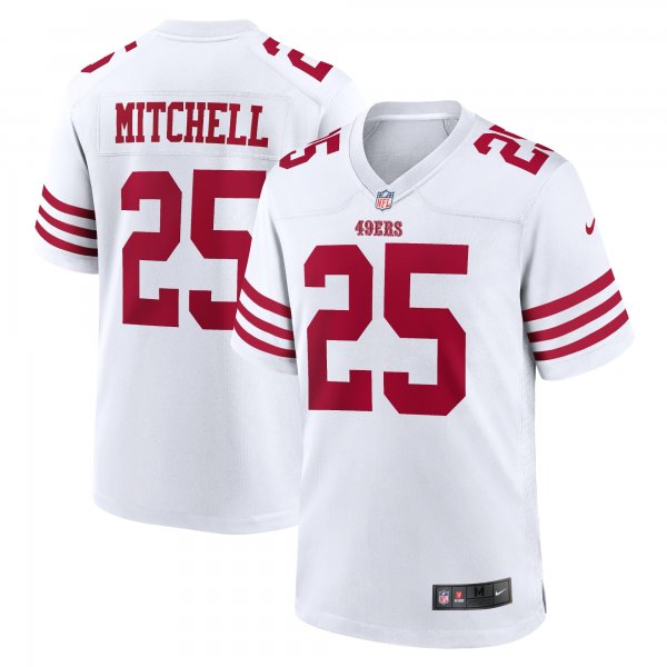 Men's San Francisco 49ers Elijah Mitchell Nike White Player Game Jersey