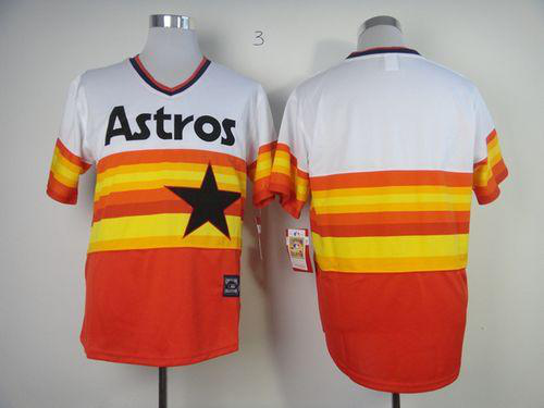 Mitchell And Ness Houston Astros Blank White/Orange Stitched Throwback MLB Jersey