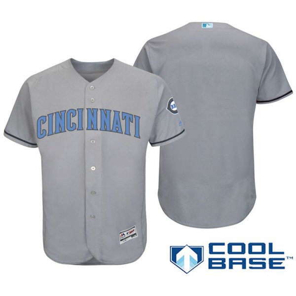 Cincinnati Reds Gray Majestic 2016 Father's Day Cool Base Jersey