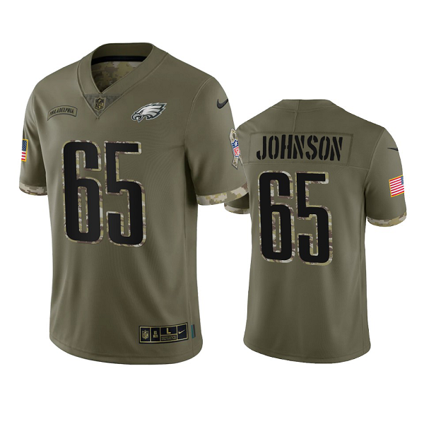 Philadelphia Eagles Lane Johnson Olive 2022 Salute To Service Jersey #65