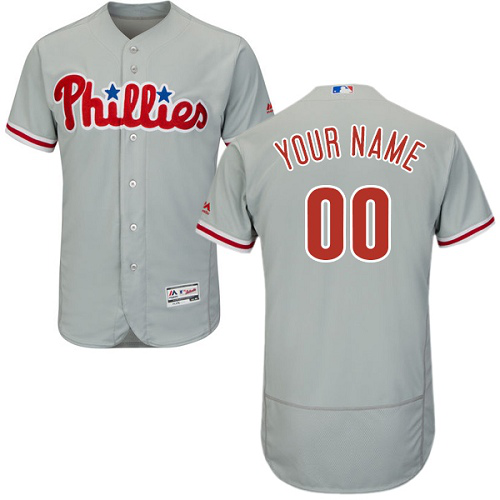 Philadelphia Phillies Gray Men's Customized Flex Base MLB Jersey