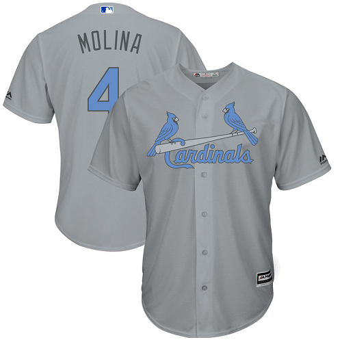 St. Louis Cardinals #4 Yadier Molina 2017 Father's Day Gray Jersey