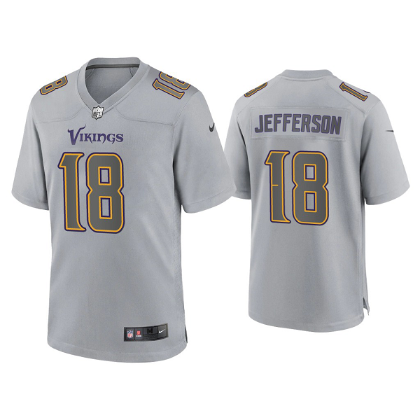 Men's Minnesota Vikings Justin Jefferson Gray Atmosphere Fashion Game Jersey