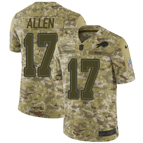 Nike Buffalo Bills #17 Josh Allen Camo Youth Stitched NFL Limited 2018 Salute to Service Jersey